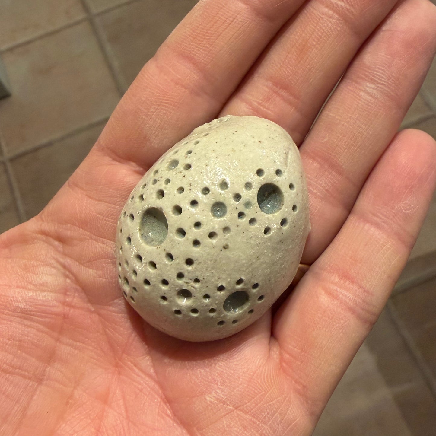 Pynte egg, blågrå prikker