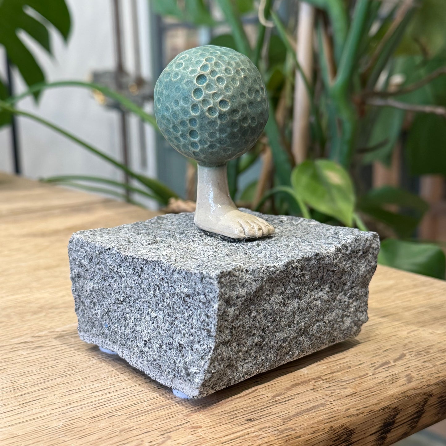 Unika skulptur, golfhovede, mat grøn