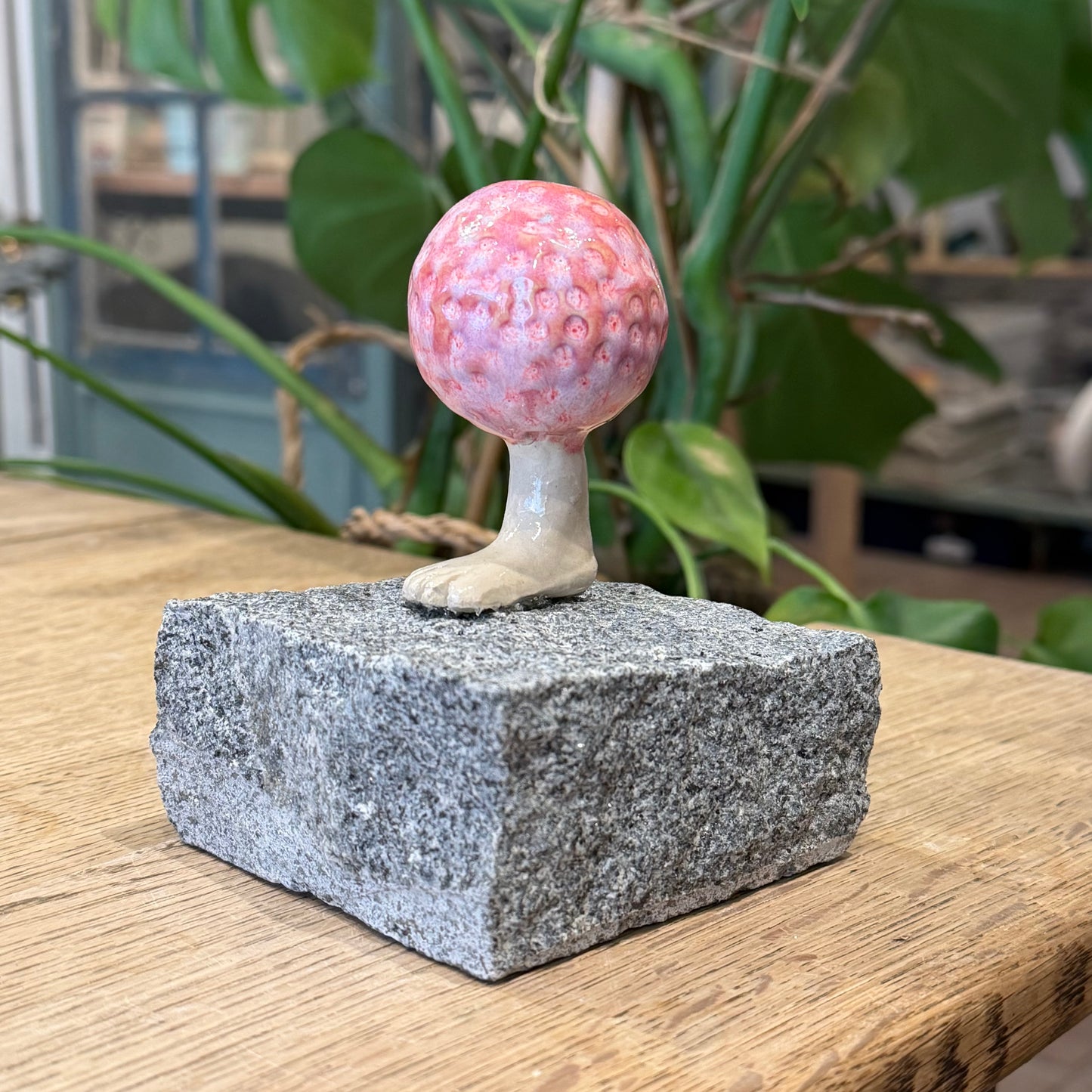 Unika skulptur, golfhovede, pink