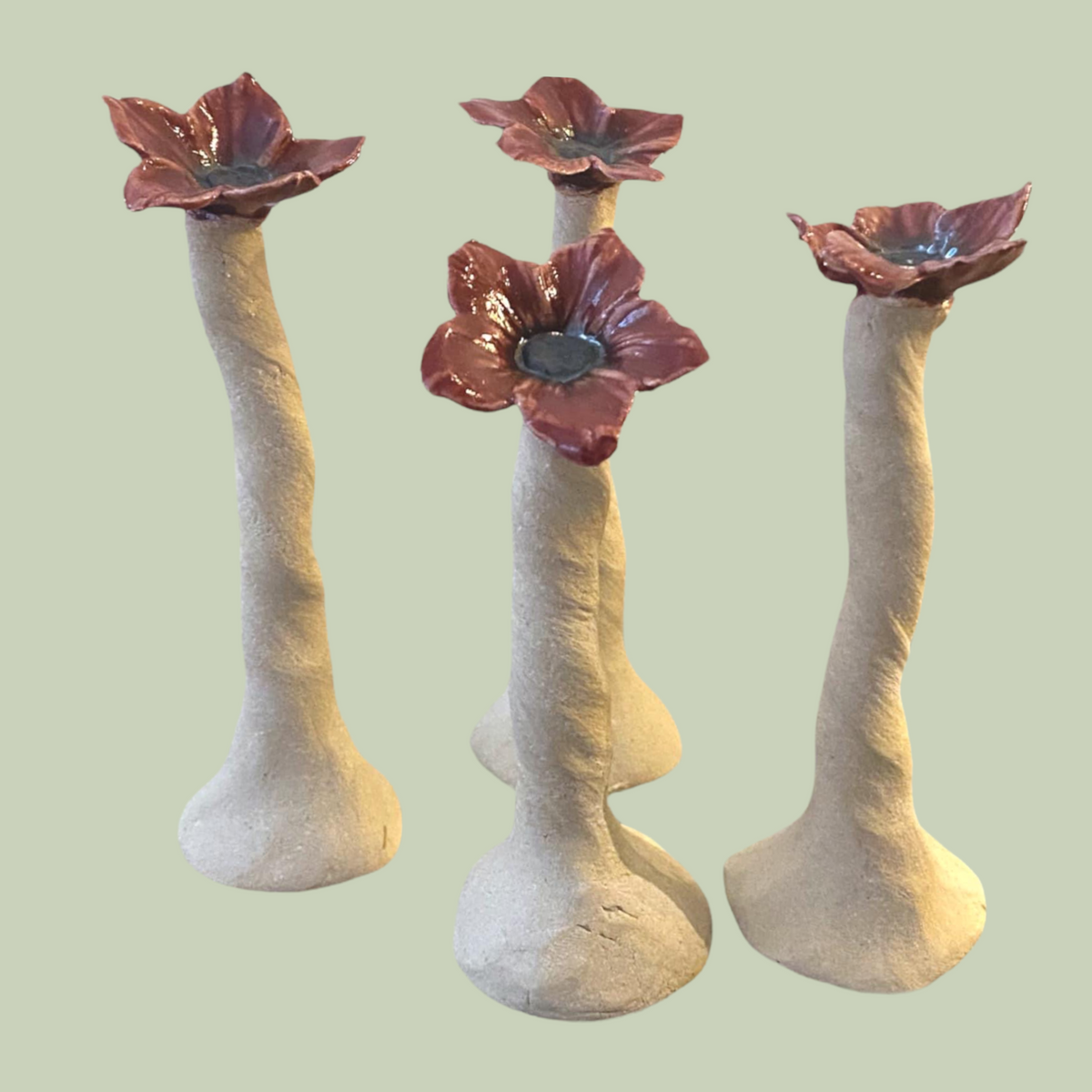 Blomst, stentøj, mørk rød